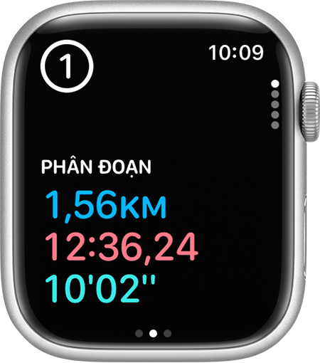 The first segment of a workout at 12 minutes and 36 seconds on Apple Watch.