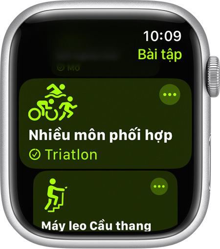 Tùy chọn bài tập Nhiều môn phối hợp trong ứng dụng Bài tập trên Apple Watch.