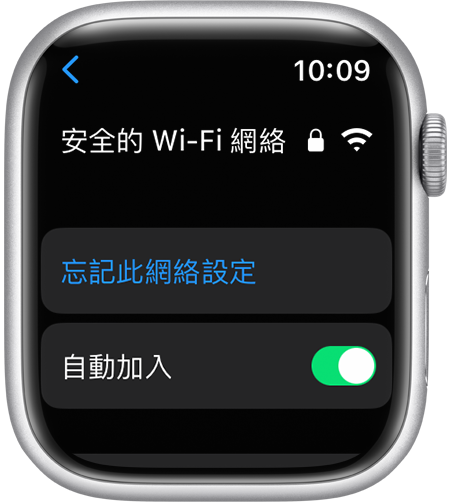 Apple Watch 正顯示「忘記此網絡設定」選項