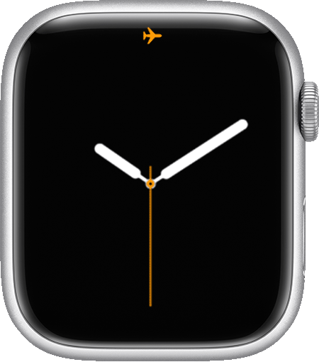 Apple Watch showing the Airplane Mode icon at the top of its screen