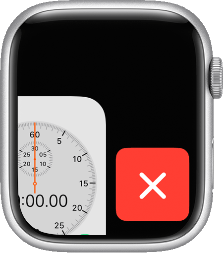 Apple Watch screen showing how to remove an app from App Switcher
