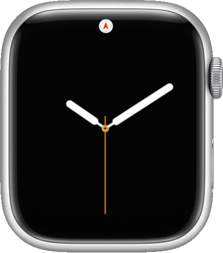 Apple Watch en el que se muestra el ícono de la brújula en la parte superior de la pantalla.