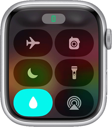 Ícone do Bloqueio de Água na tela do Apple Watch 