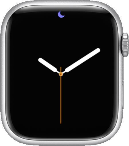 Apple Watch en el que se muestra el ícono No molestar en la parte superior de la pantalla