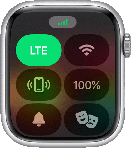 Apple Watch mostrando as barras de intensidade celular na parte superior da tela