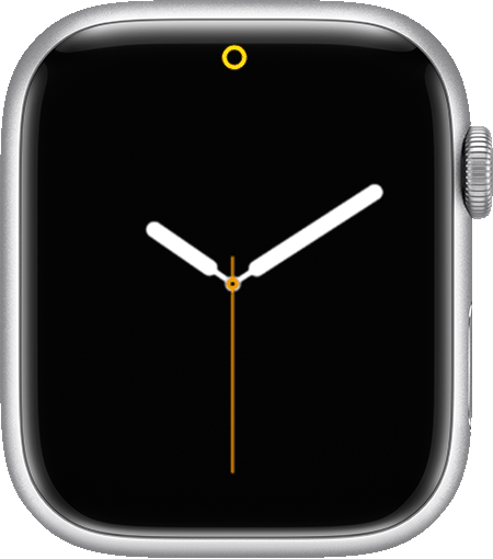 Apple Watch en el que se muestra el ícono Ahorrar batería en la parte superior de la pantalla