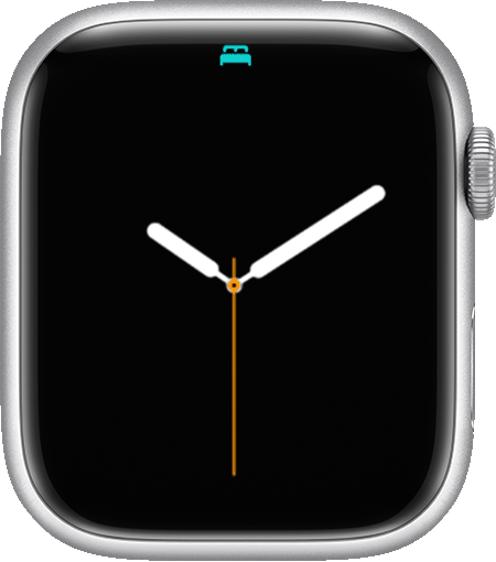 화면 상단에 수면 모드 아이콘이 표시된 Apple Watch