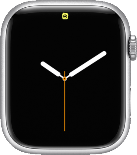 Apple Watch met het walkietalkiesymbool bovenaan het scherm