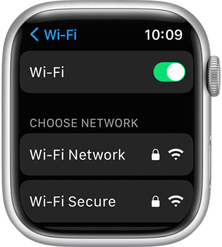 Apple Watch Wi-Fi settings screen