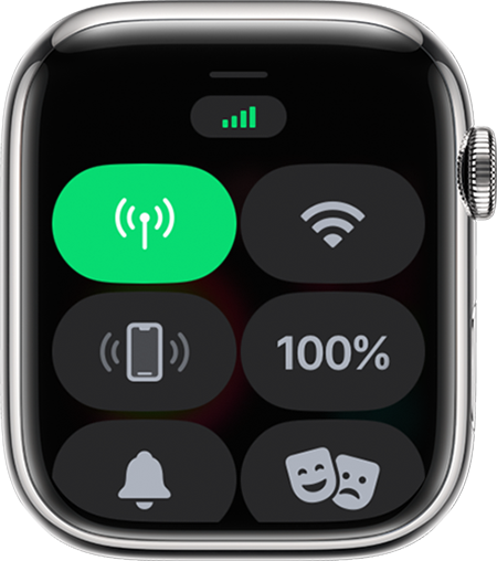 Full cellular signal in Control Centre on Apple Watch.
