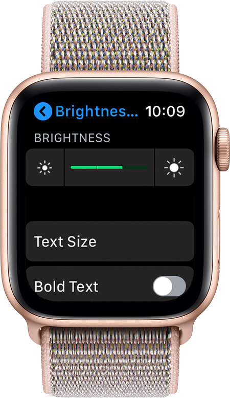 Brightness & Text Size screen