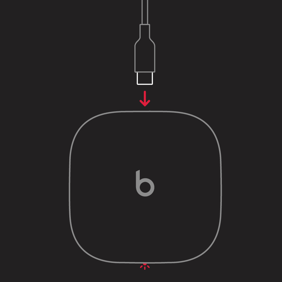 Diagram of USB-C cable plugging into back side of case.