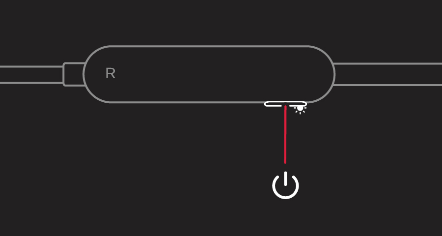 ilustração do módulo de controle direito com o botão liga/desliga e a luz indicadora