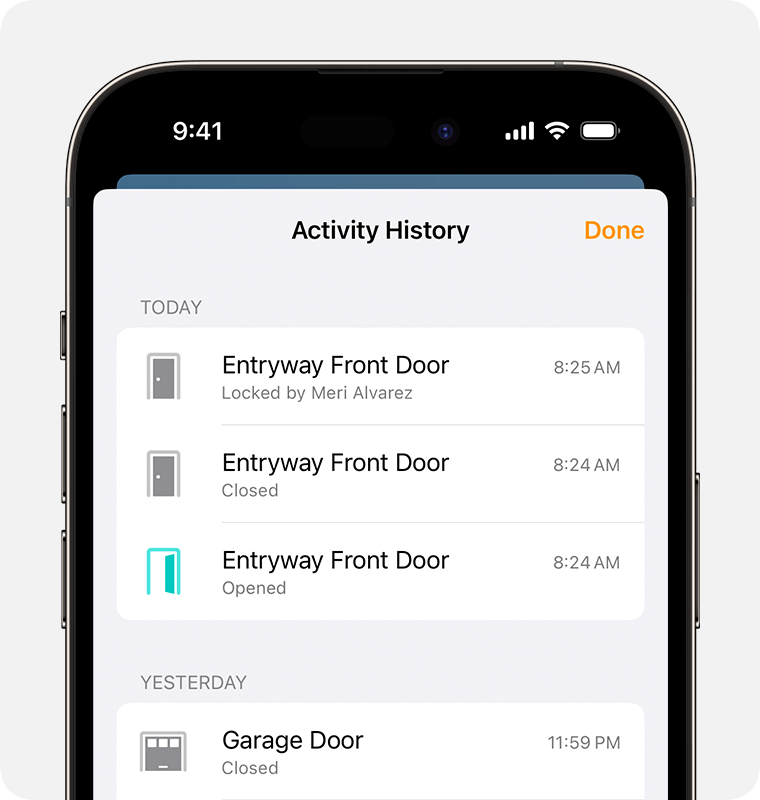 Activity history appears chronologically with the most recent activity first