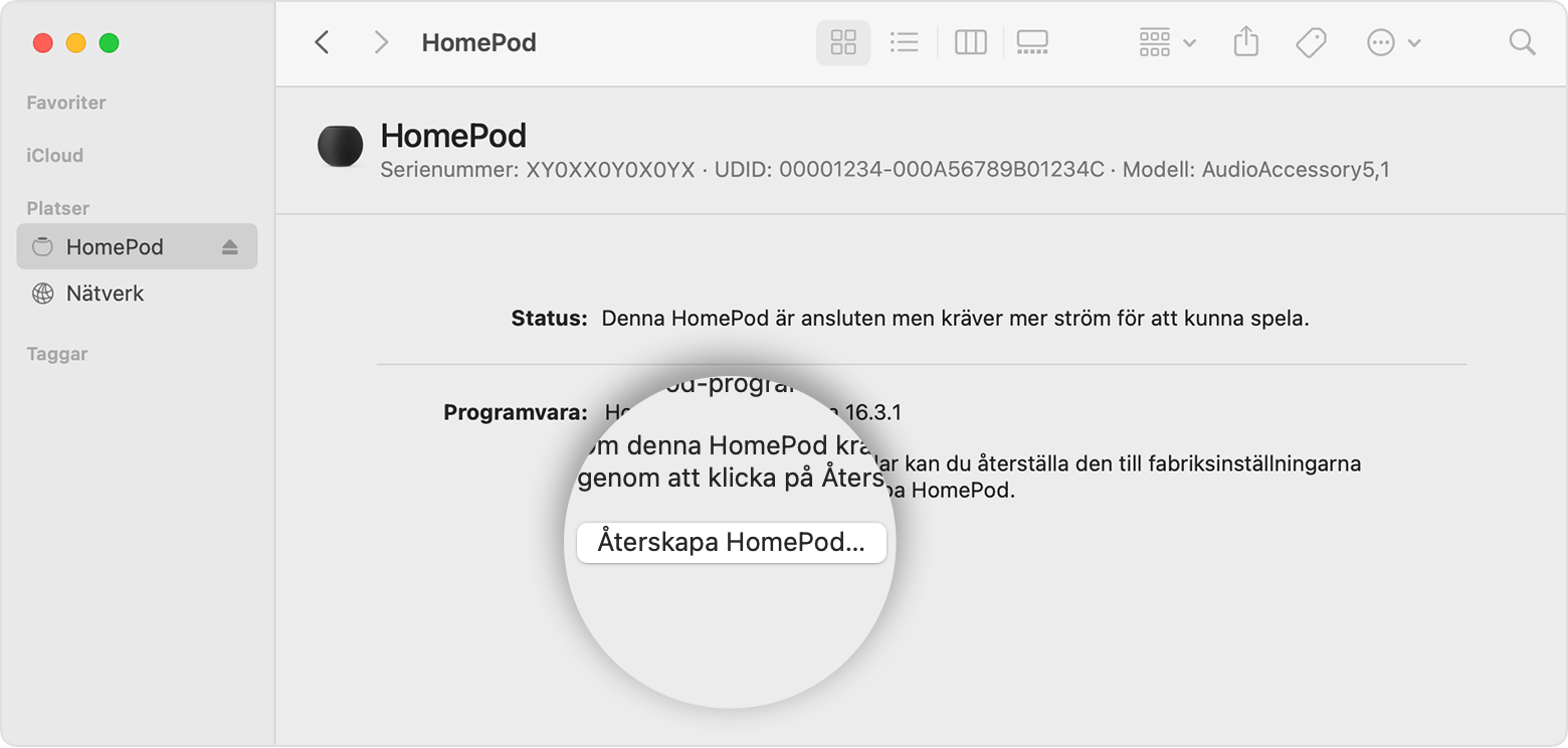 Återskapa HomePod-alternativet på en Mac