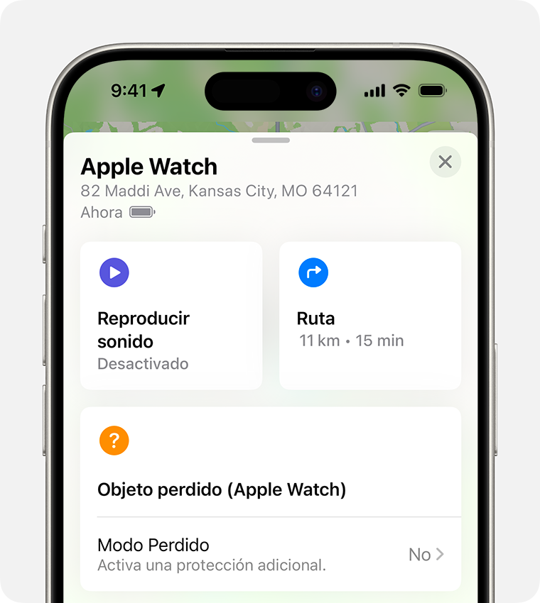 En el iPhone, activa el modo Perdido para tu Apple Watch.