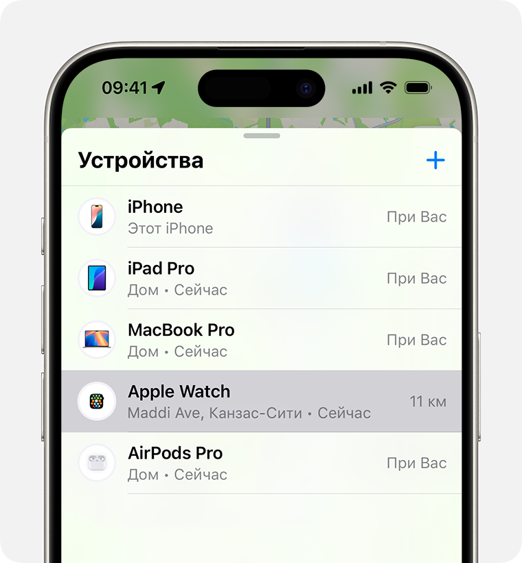 Выберите свои Apple Watch в Локаторе, чтобы включить режим пропажи.