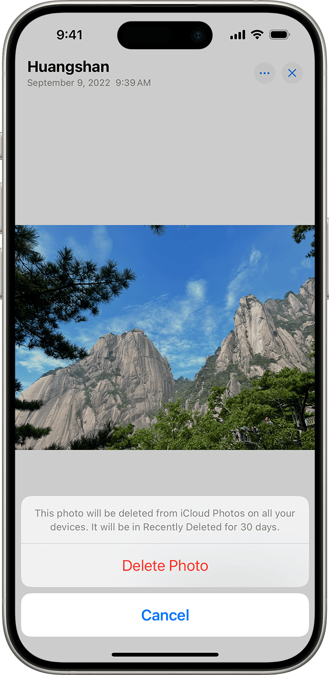 iPhone showing Delete Photo option