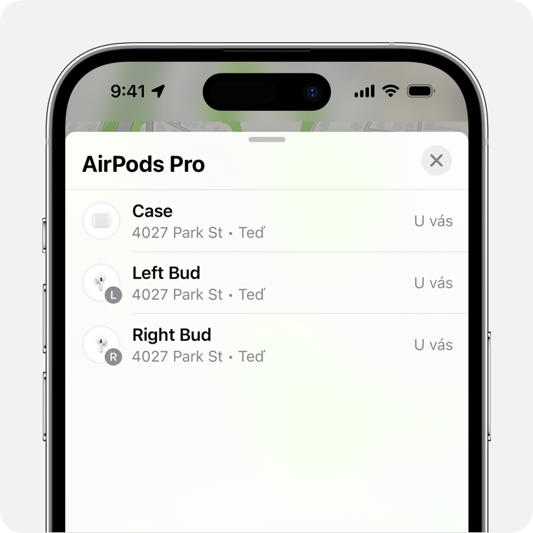 Pokud jsou vaše AirPody oddělené, vyberte, které sluchátko chcete najít.