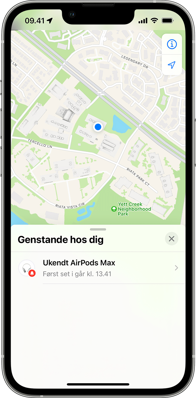 Ukendt AirTag på kort i appen Find