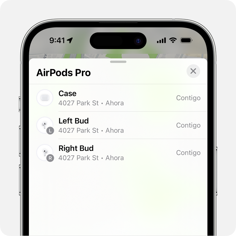 Si los AirPods están separados, elige cuál quieres encontrar.