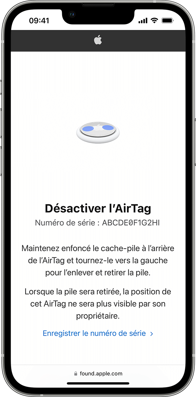 Instructions pour désactiver l’AirTag