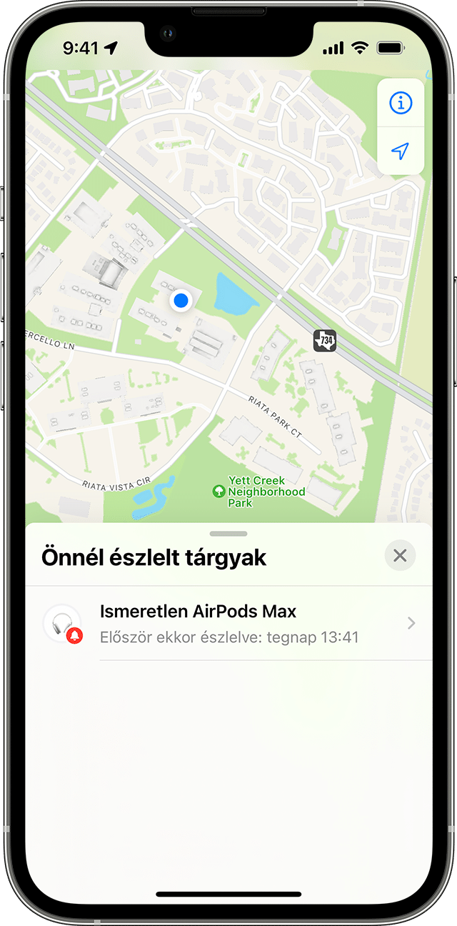 Ismeretlen AirTag a térképen a Lokátor appban