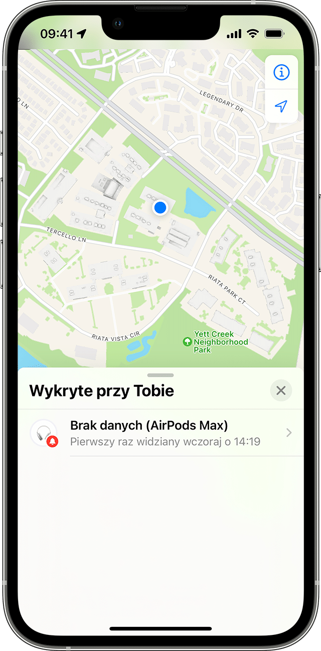 Nieznany AirTag na mapie w aplikacji Znajdź