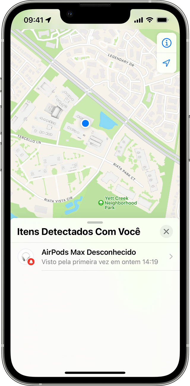AirTag desconhecido no mapa no app Buscar