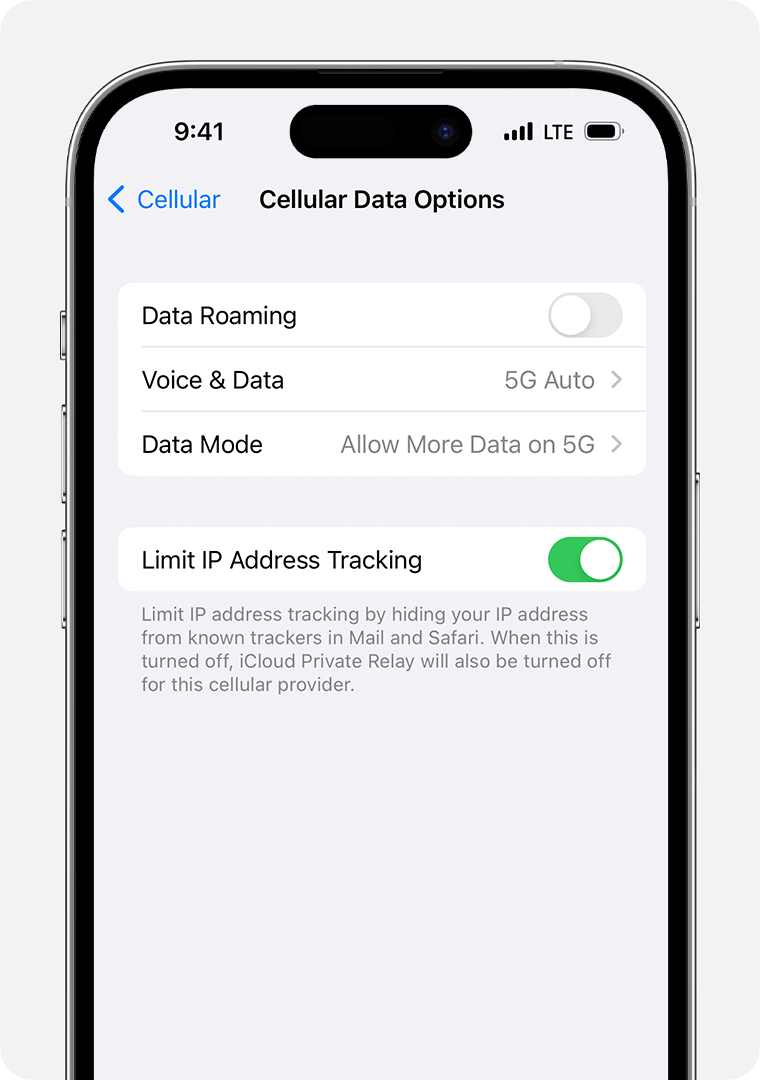 Turn off Private Relay for a specific mobile network in Settings on iPhone