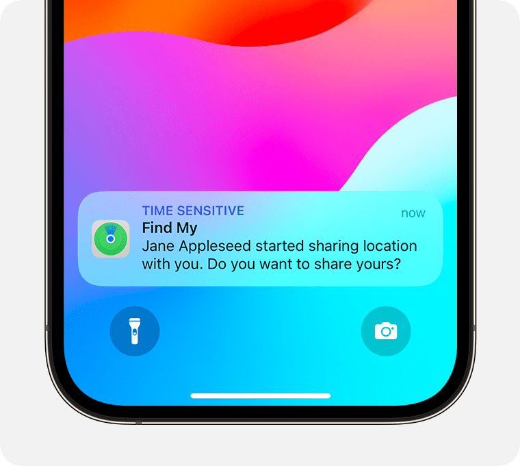 When you share your location using Find My, the person you share with gets this notification.