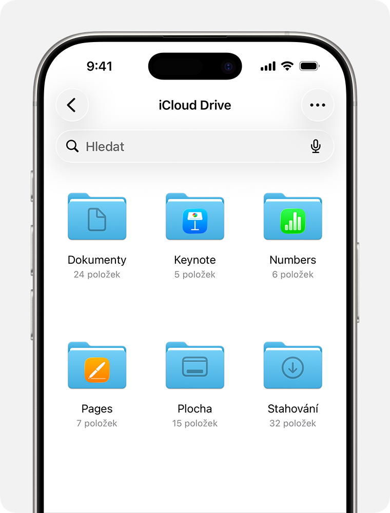 V aplikaci Soubory přejděte na iCloud Drive a najděte složku Stahování.