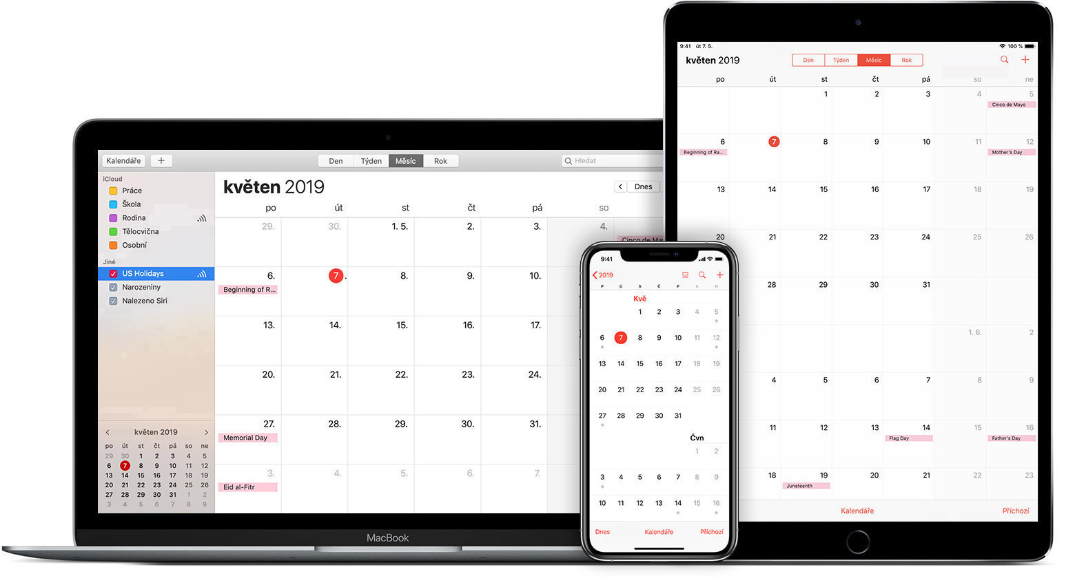 Mac, iPad a iPhone s Kalendářem na iCloudu