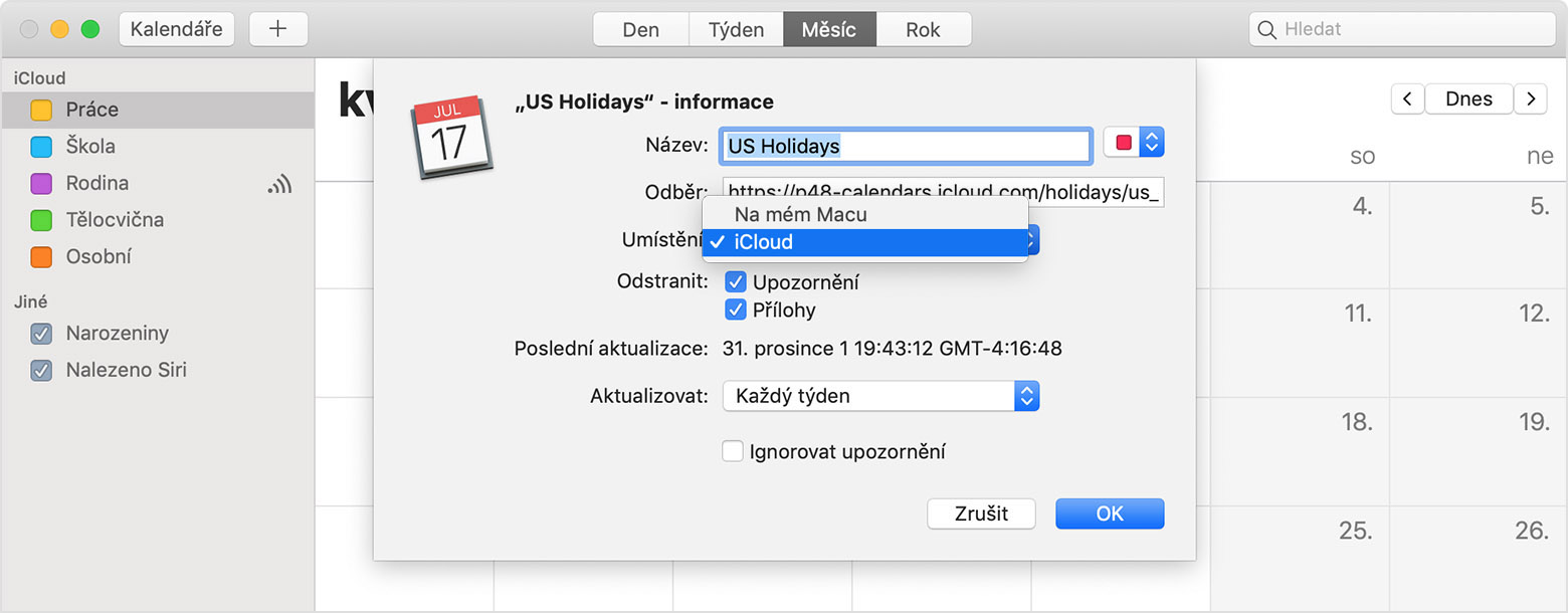 US Holidays Info setting within iCloud calendar