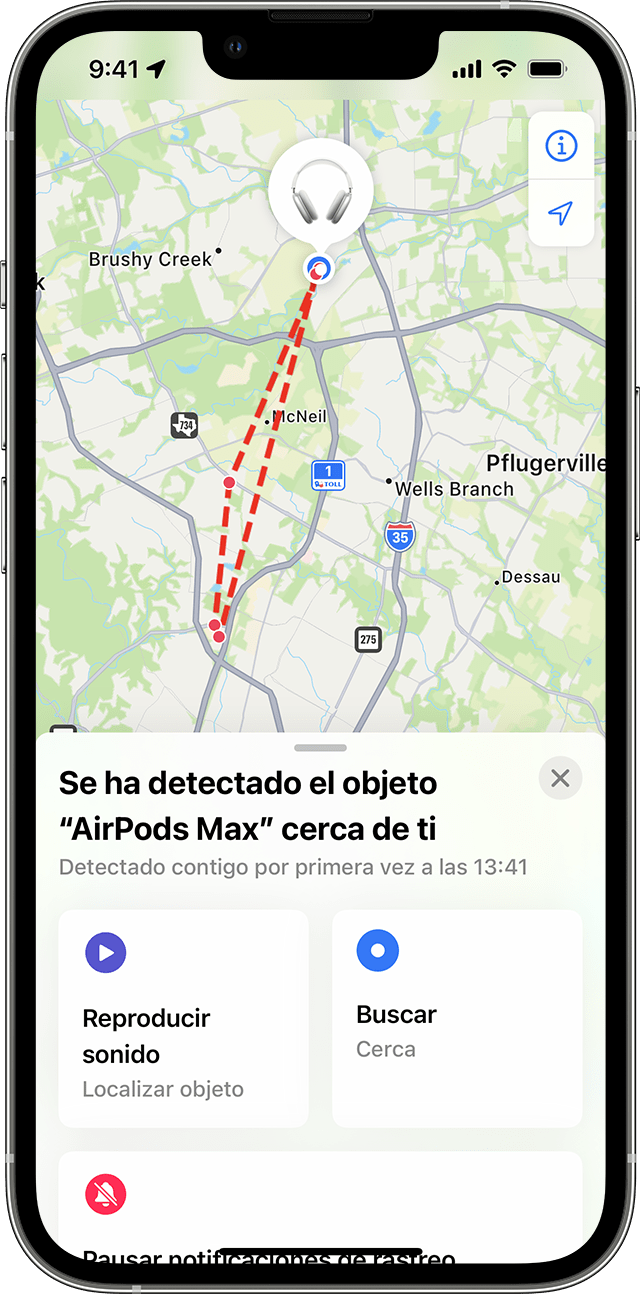 Objeto desconocido que se muestra en el mapa en la app Buscar en el iPhone