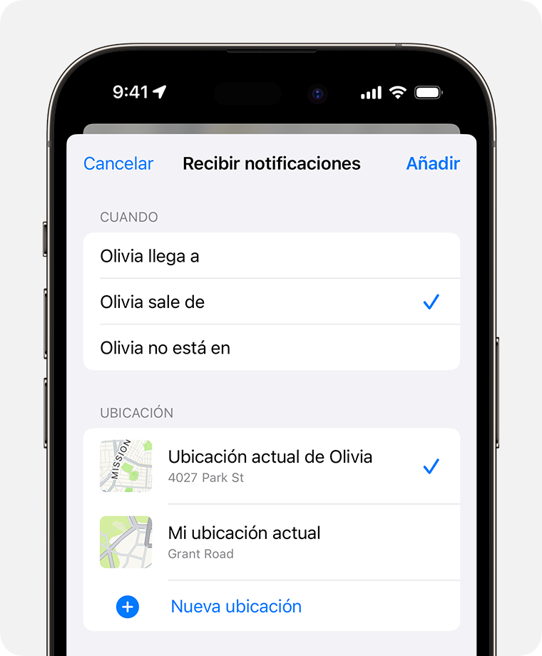 Crear una notificación basada en la ubicación para un amigo en el iPhone