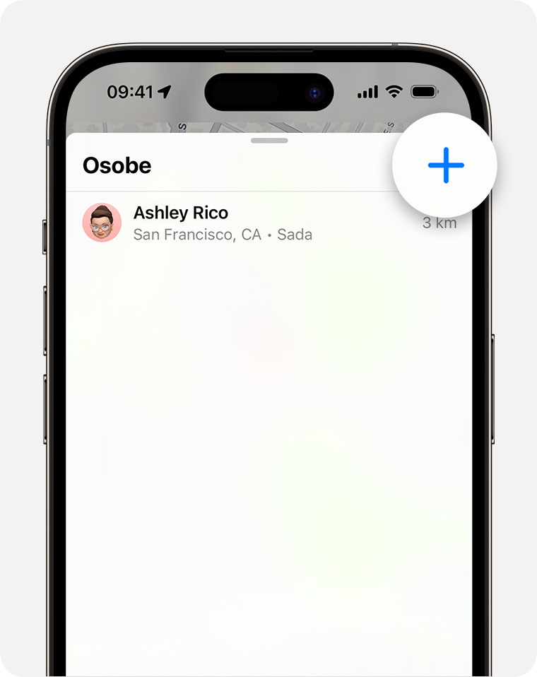 Dijeljenje lokacije s prijateljima u aplikaciji Pronalaženje na iPhone uređaju