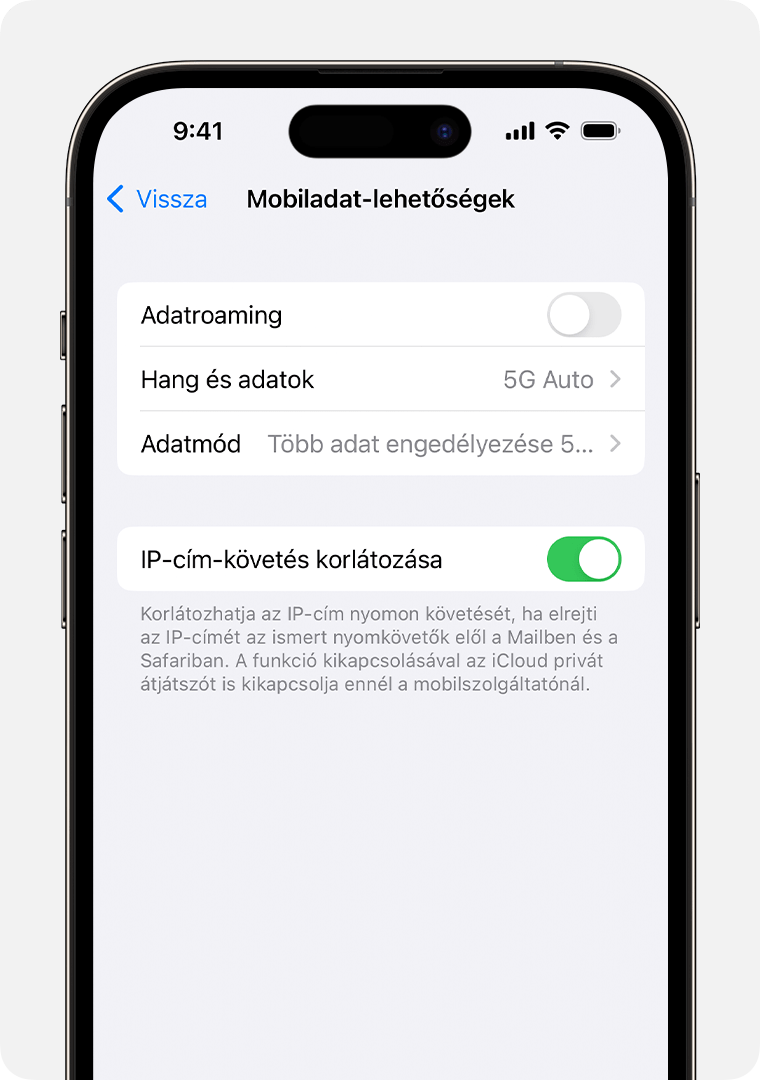 A Privát átjátszó kikapcsolása egy konkrét mobilhálózat esetében egy iPhone beállításaiban