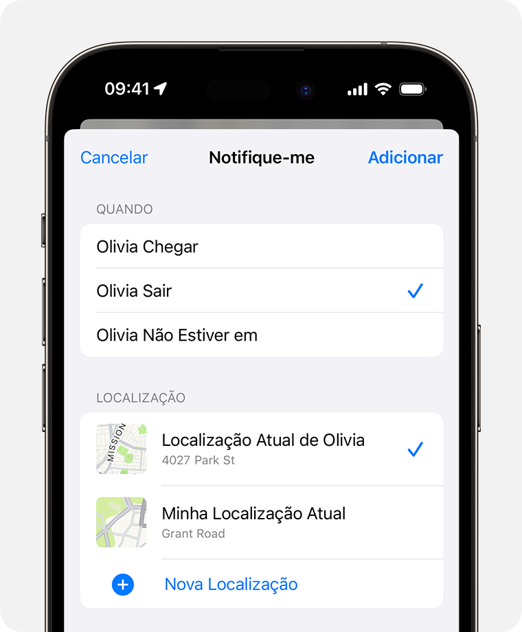 Criar uma notificação com base na localização para um amigo no iPhone