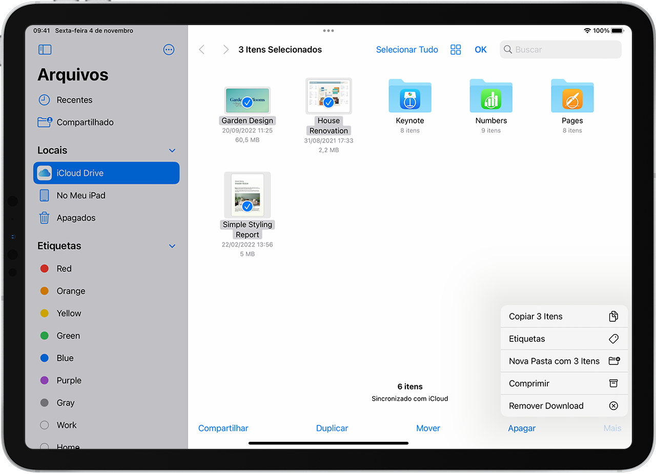 Modifique arquivos, pastas e downloads no app Arquivos do iPhone - Suporte  da Apple (BR)