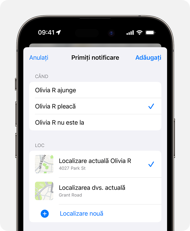 Creează o notificare bazată pe localizare pentru un prieten pe iPhone