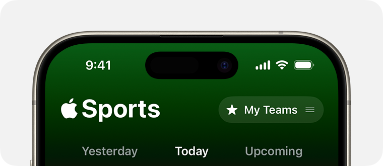Het scherm van de iPhone met de instelling 'My Teams' 