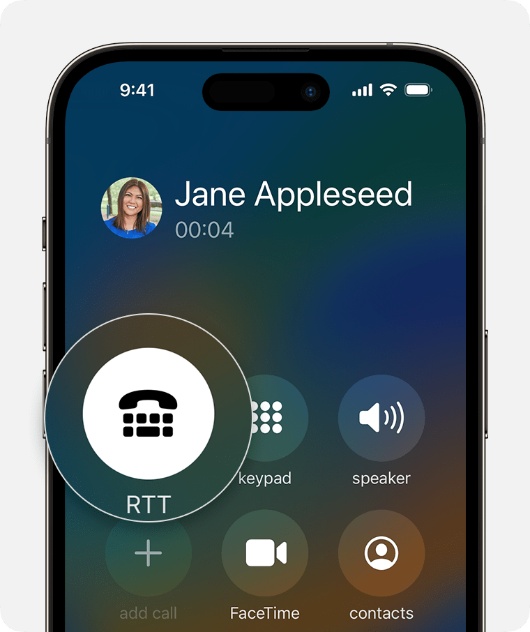 iPhone screen showing RTT Call connecting