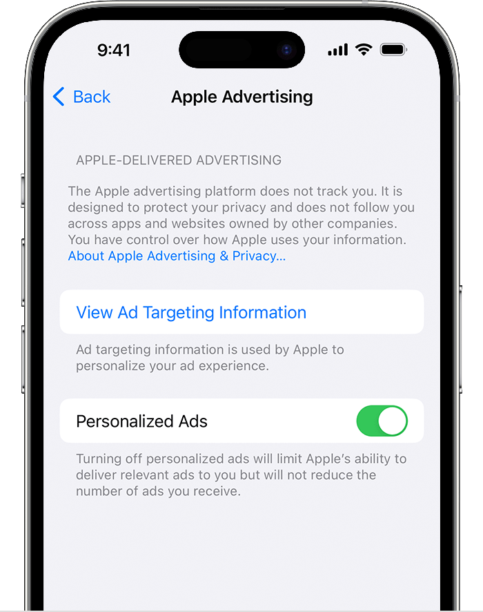 Control personalized ads on the App Store, Apple News, and Stocks