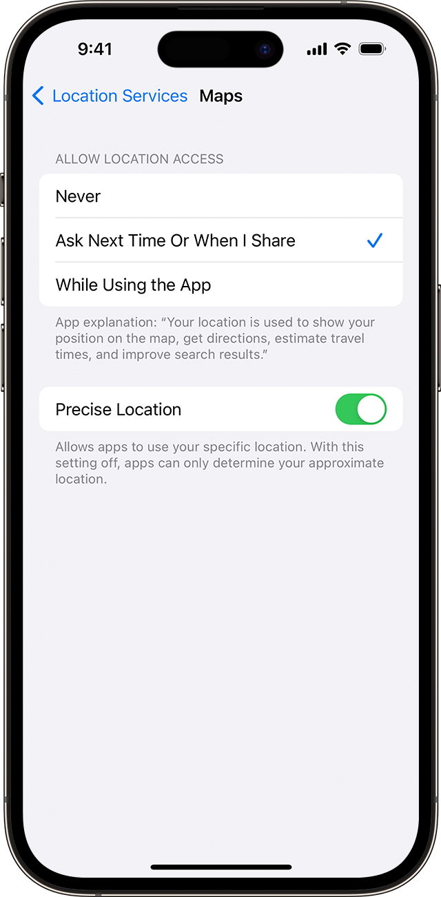 iOS 16 搭載 iPhone14 Pro の「位置情報サービス」＞「正確な位置情報」