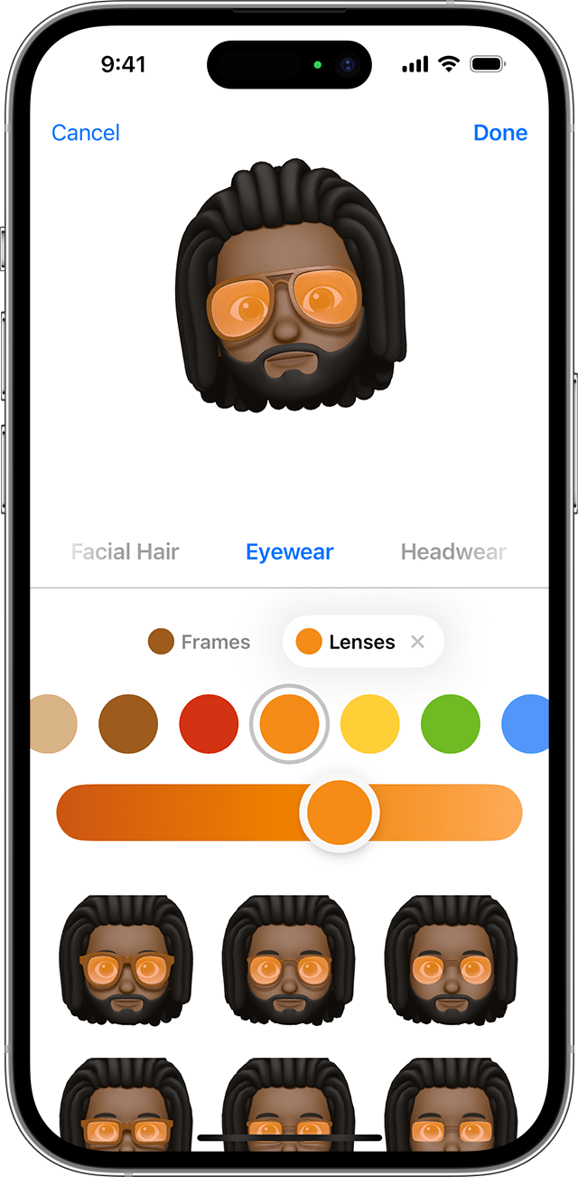 iPhone showing how to create a Memoji.
