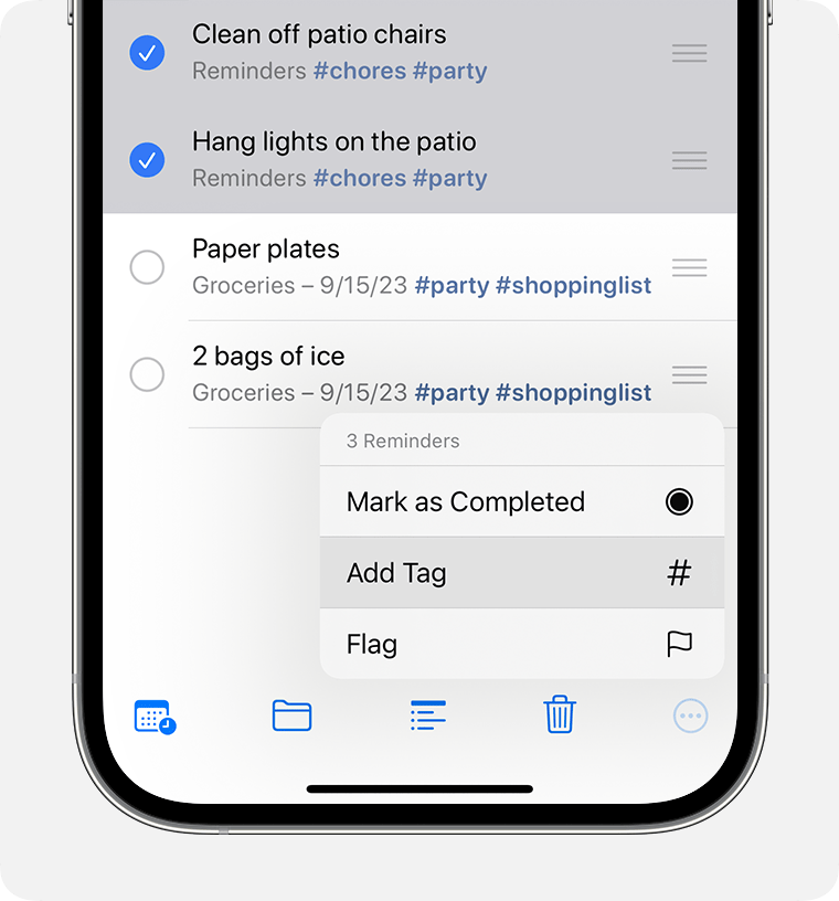 You can add tags to individual reminders in a list.