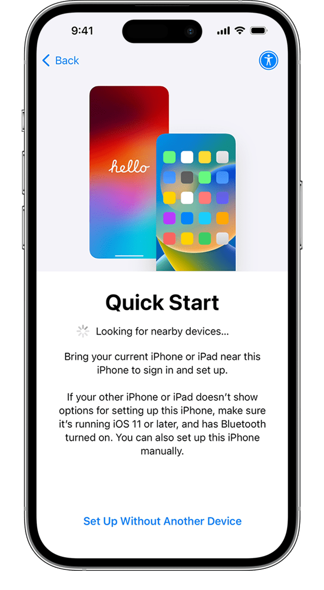 Jei senąjį telefoną padėsite šalia naujojo „iPhone“, programa „Move to iOS“ padės belaidžiu būdu perkelti duomenis.