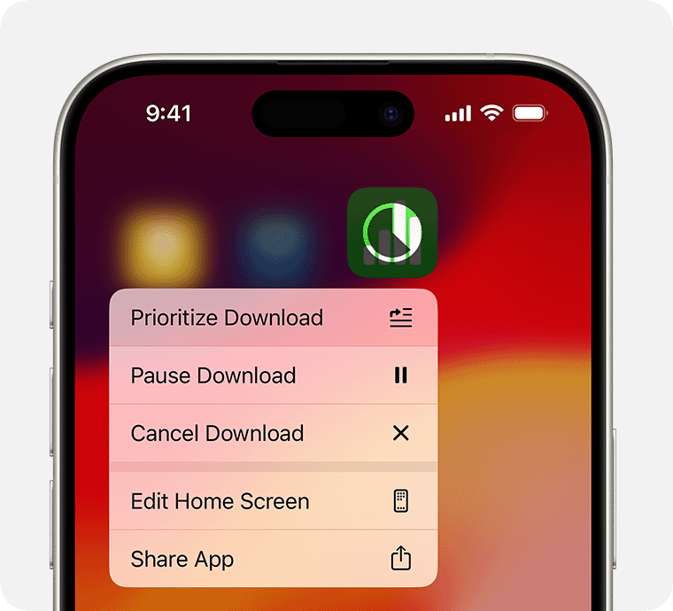 iPhone screen showing an app download menu 