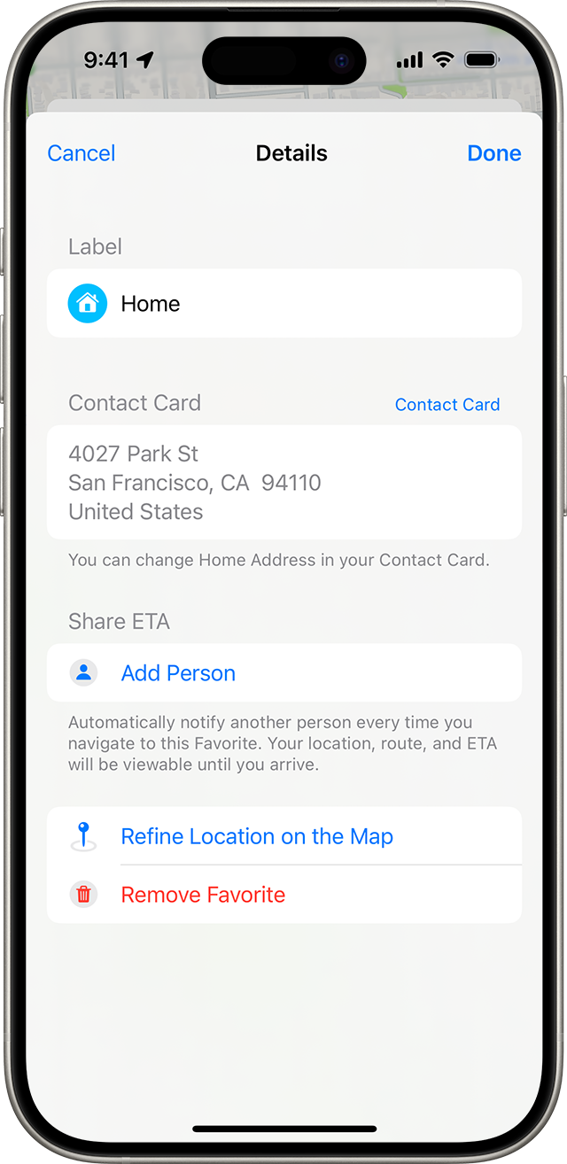 Edit the address you set as Home for Maps in the app or through the Contacts app